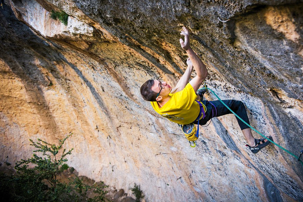 Will Bosi climbing Last Night (F9a). Photo: Jake Thompson/Band of Birds